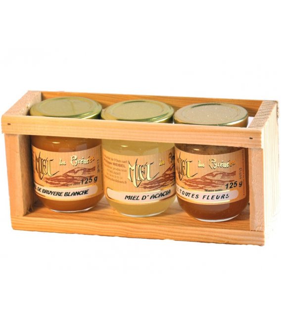 Wooden Crate with 3 jars