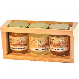 Wooden Crate with 3 jars