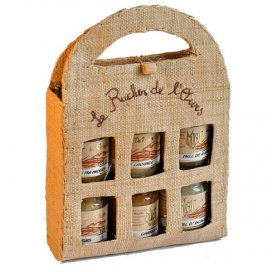 six 125g jars in a Malagasy raffia fabric case