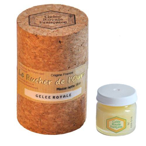 pot de gelée royale 10g avec son emballage en liège